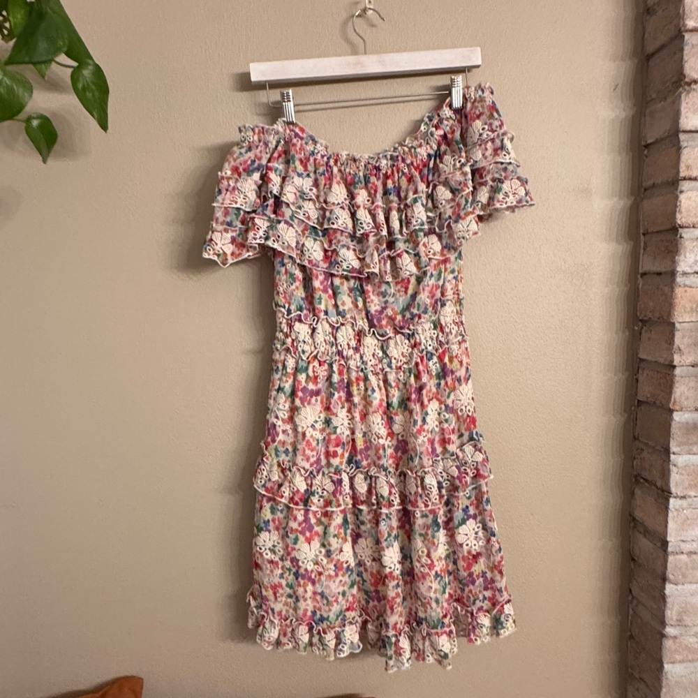 BTFL-LIFE‎ Off Shoulder Ruffle Embroidered Dress - Picture 5 of 10
